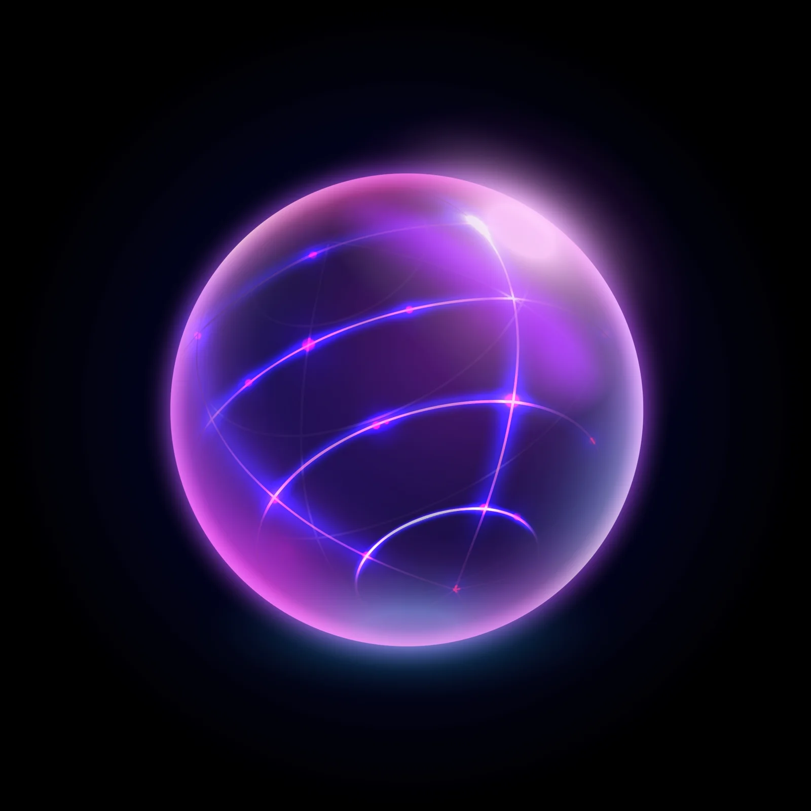 Luminous violet and blue Ciel intelligence sphere